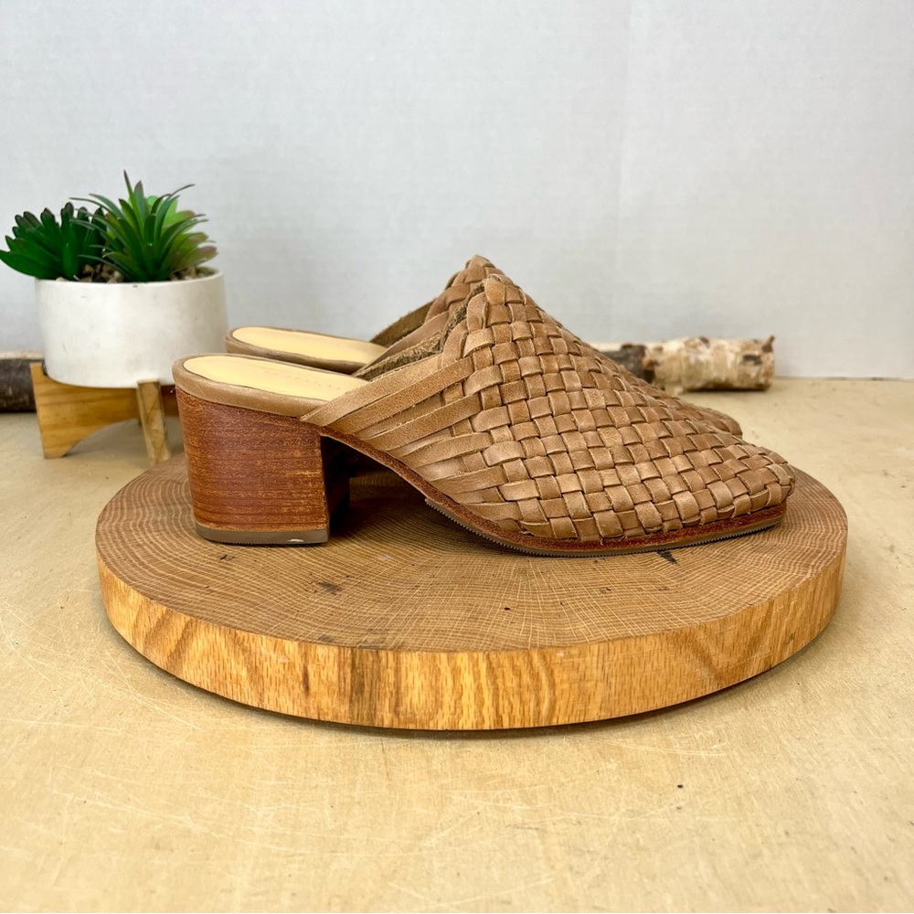 NWOB Nisolo All-Day Woven Heeled Mules Tan Leather Size 6.5 - Picture 2 of 15